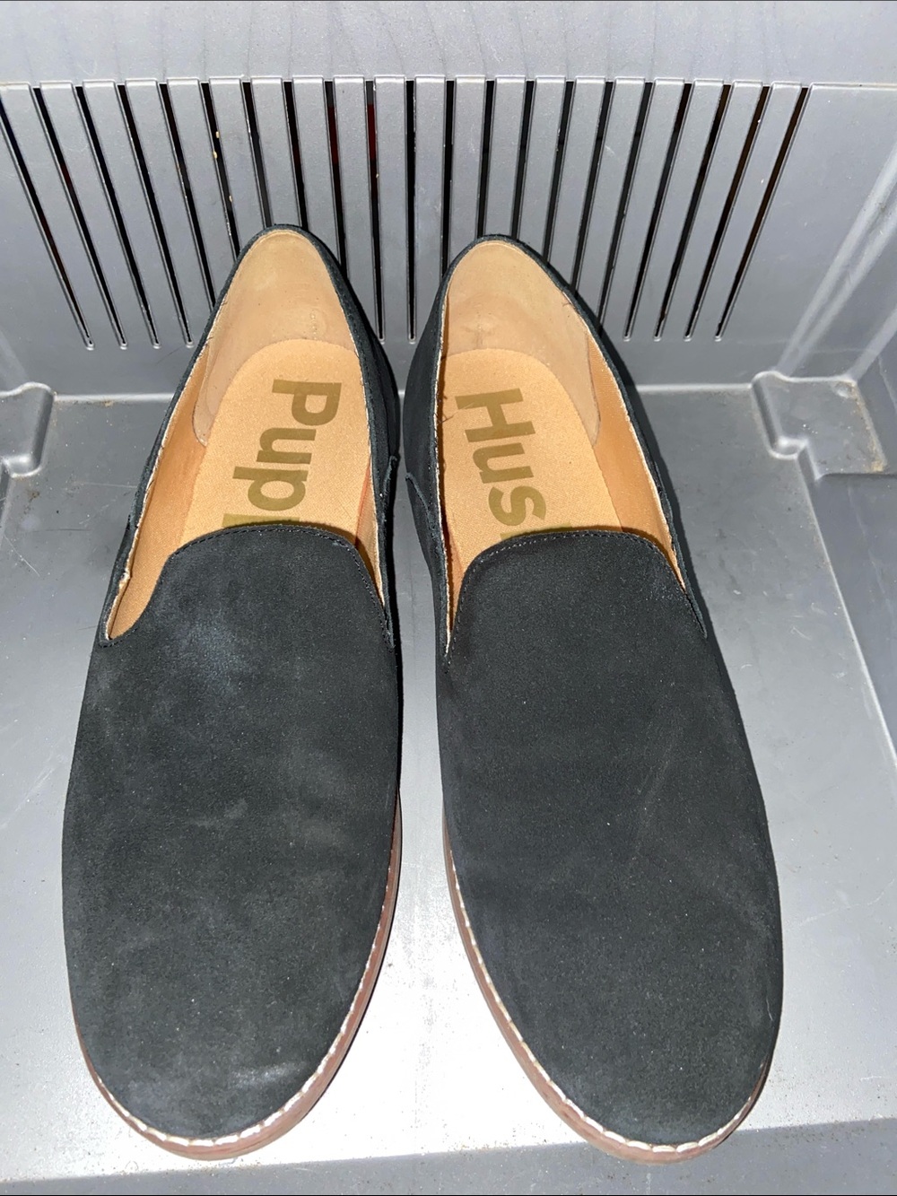 Hush Puppies Men's Black Suede Slip-On Loafers — Classic Casual